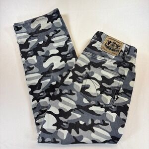 Noiz Straight Leg Jeans Mens 33x30 Black Camo Streetwear‎ Skater Denim Pants